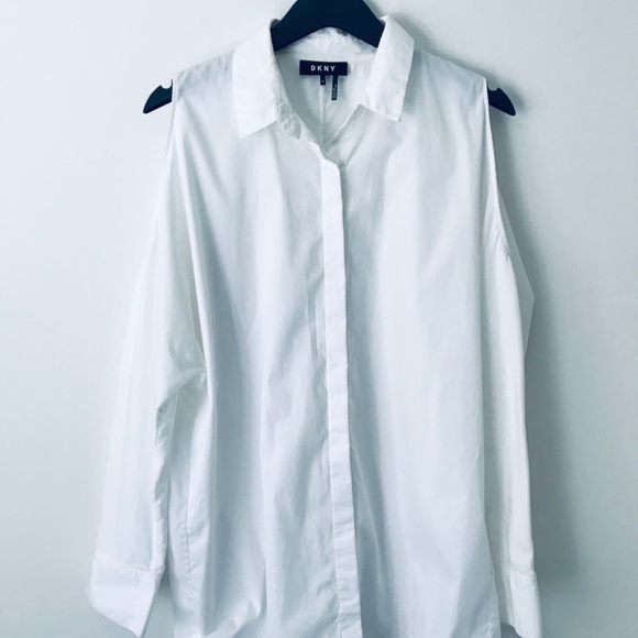 DKNY Cold Shoulder Button-Down - Picture 2 of 15